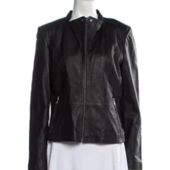 Marc New York by Andrew Marc LEATHER Biker Jacket size Small in Olive Green - Picture 5 of 15